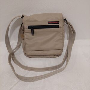 Hedgren Urban Bag Purse Beige Crossbody Adjustable Strap Multy Pocket Nylon EUC